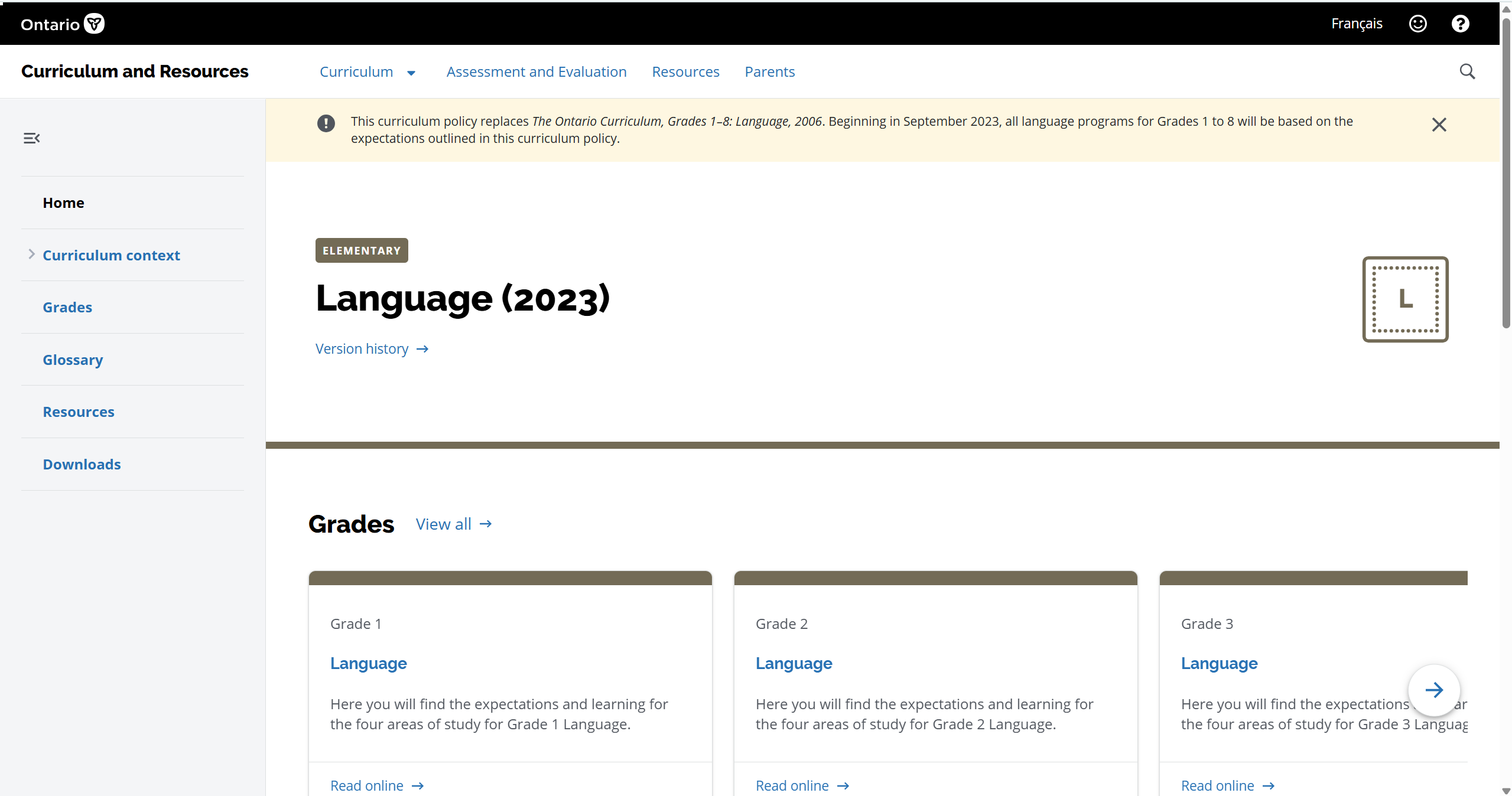 Ontario Language Curriculum